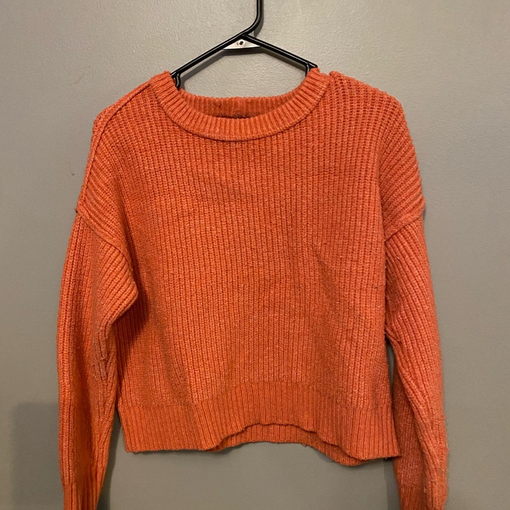 American Eagle Outfitters Vibrant Orange Crew Neck Sweater
